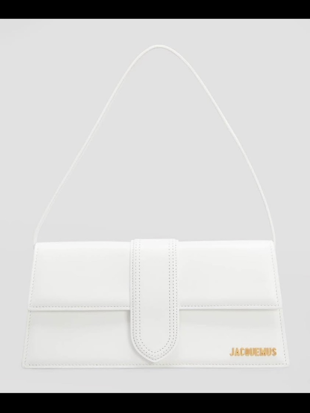 Jacquemus Cream Leather Shoulder Bag with Gold Logo - Picture 5 of 10